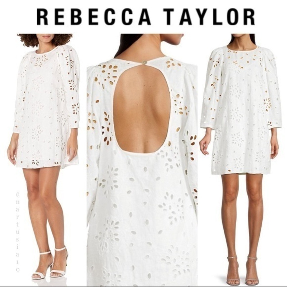 Rebecca Taylor Sarah Embroidered Shift Dress in White sz 0 NWT 345$